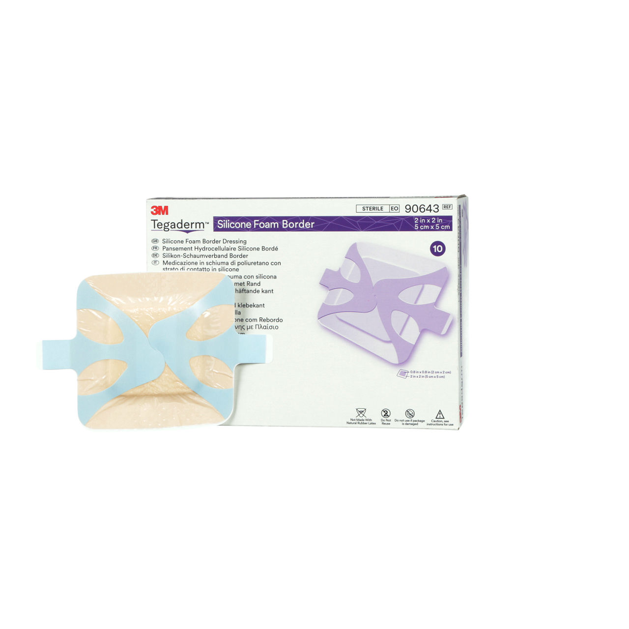 3M™ Tegaderm™ Silicone Foam Border Dressing, 90643, 10/CAR, 6 CAR/CS, 60/CS