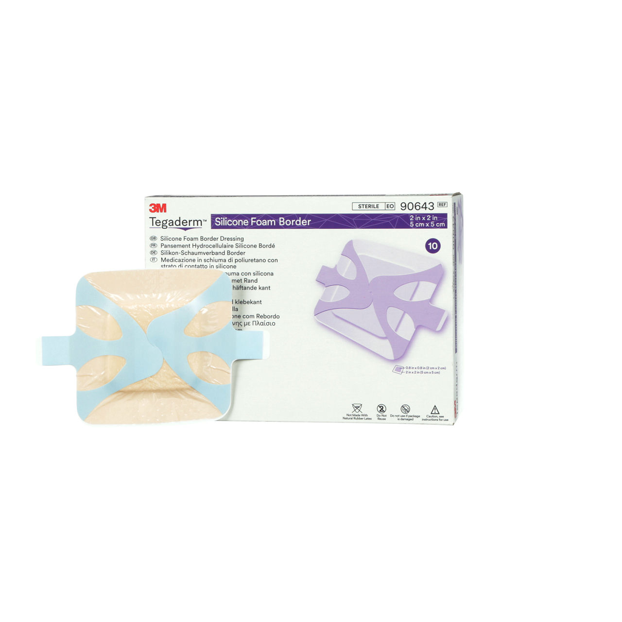 3M™ Tegaderm™ Silicone Foam Boarder Dressing, 90643, 60 Bags/Case