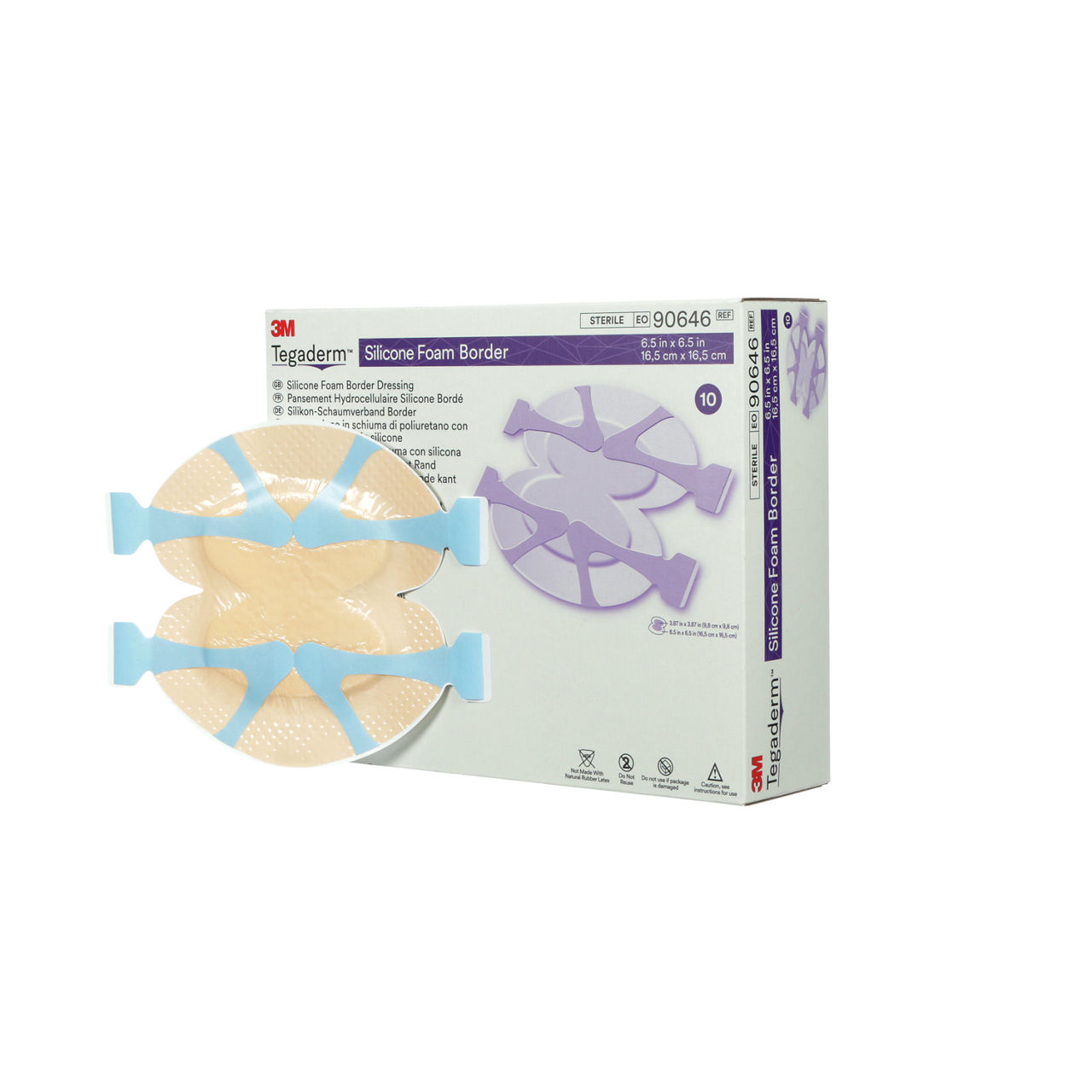 3M™ Tegaderm™ Silicone Foam Border Drsg 90646 - Prod-pkg left