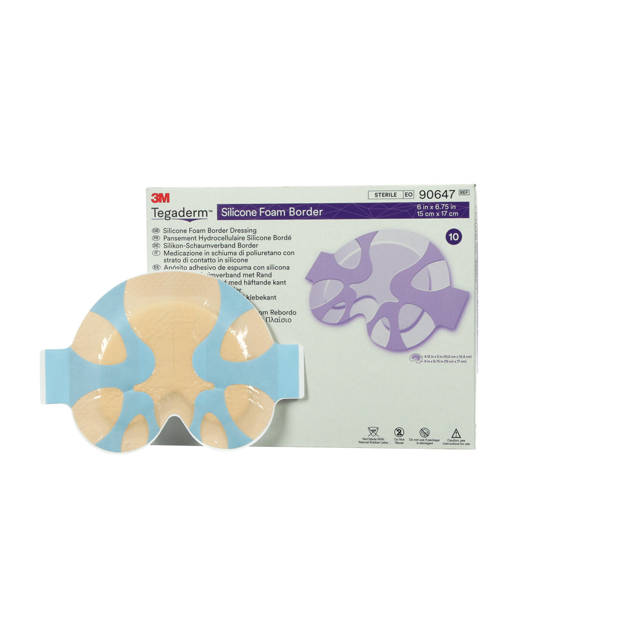 3M™ Tegaderm™ Silicone Foam Border Dressing, 90647, Small Sacral,10/Carton, 4 Cartons/Case