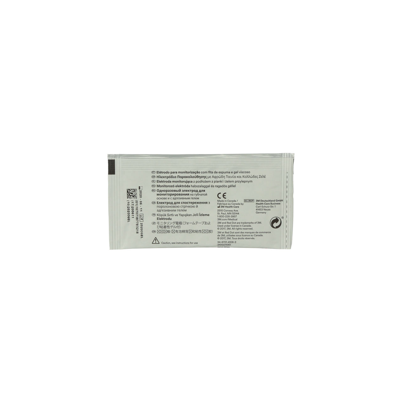 3M™ Red Dot™ Monitoring Electrode with Foam Tape and Sticky Gel Part 2560-3 in package (back)