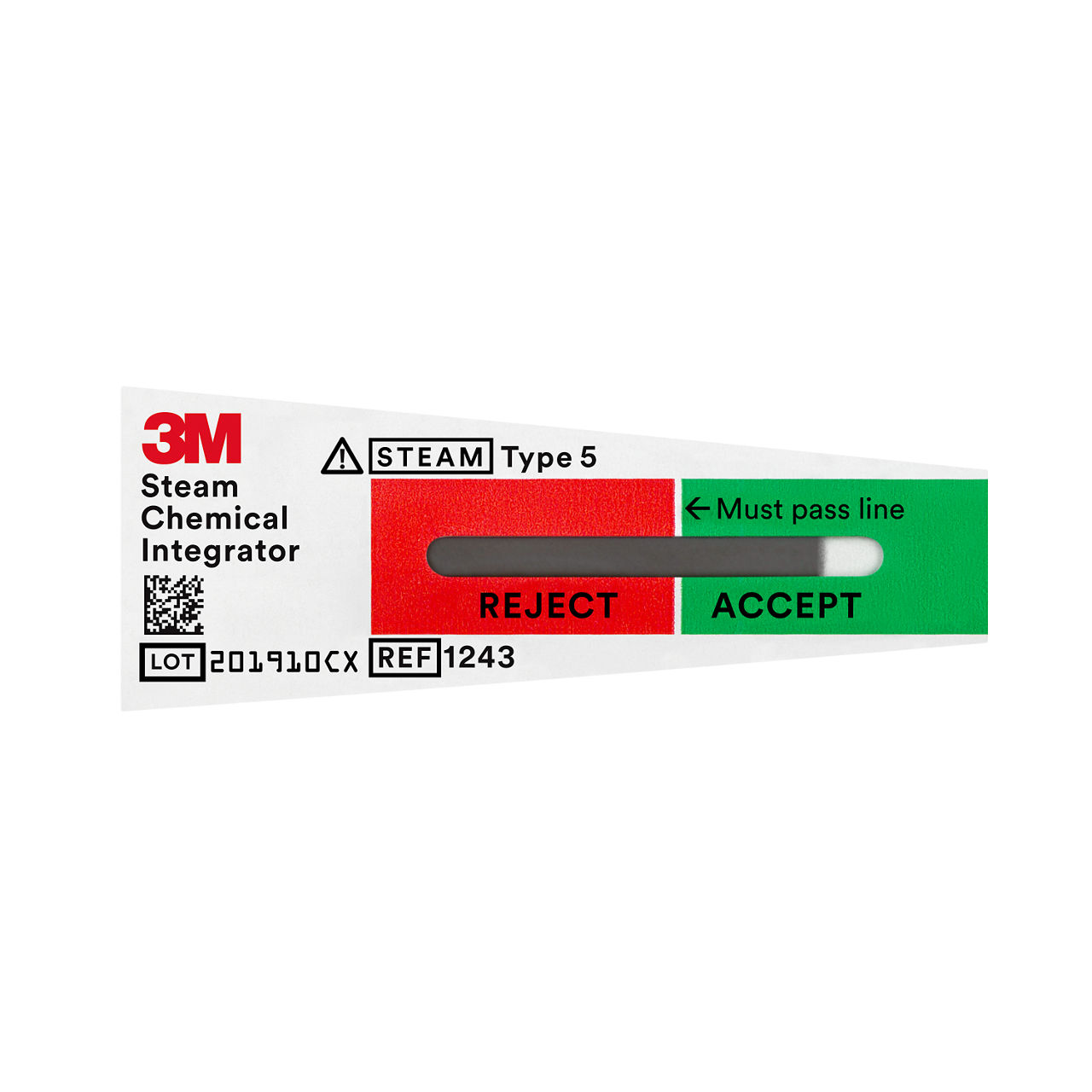 3M™ Attest™ Steam Chemical Integrator, 1243B, Type 5, 3/4 in x 2 in (1.9cm x 5.1 cm), 100/BAG, 10 BAG/CS, 1000/CS