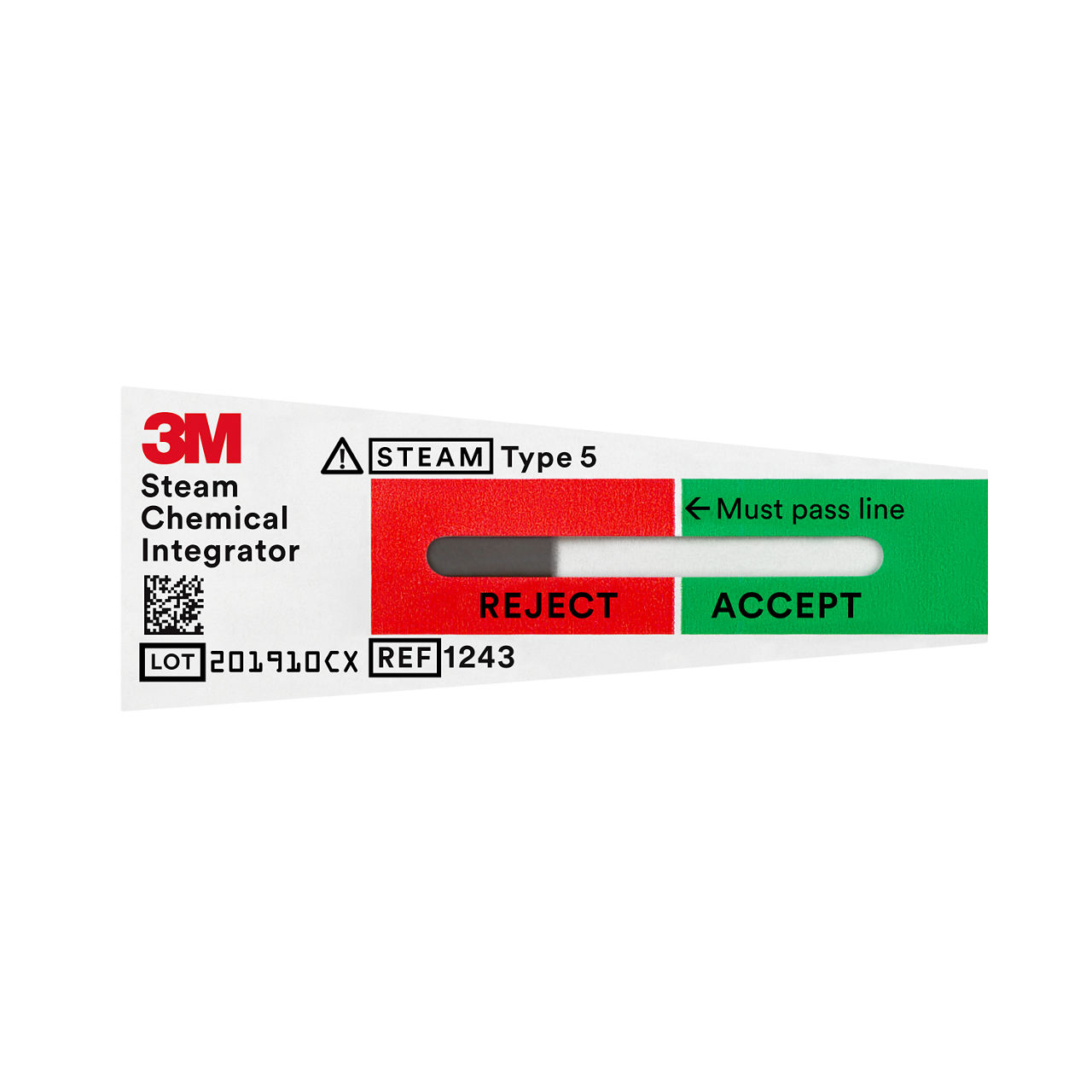 3M™ Attest™ Steam Chemical Integrators, Type 5 1243 front, reject 2