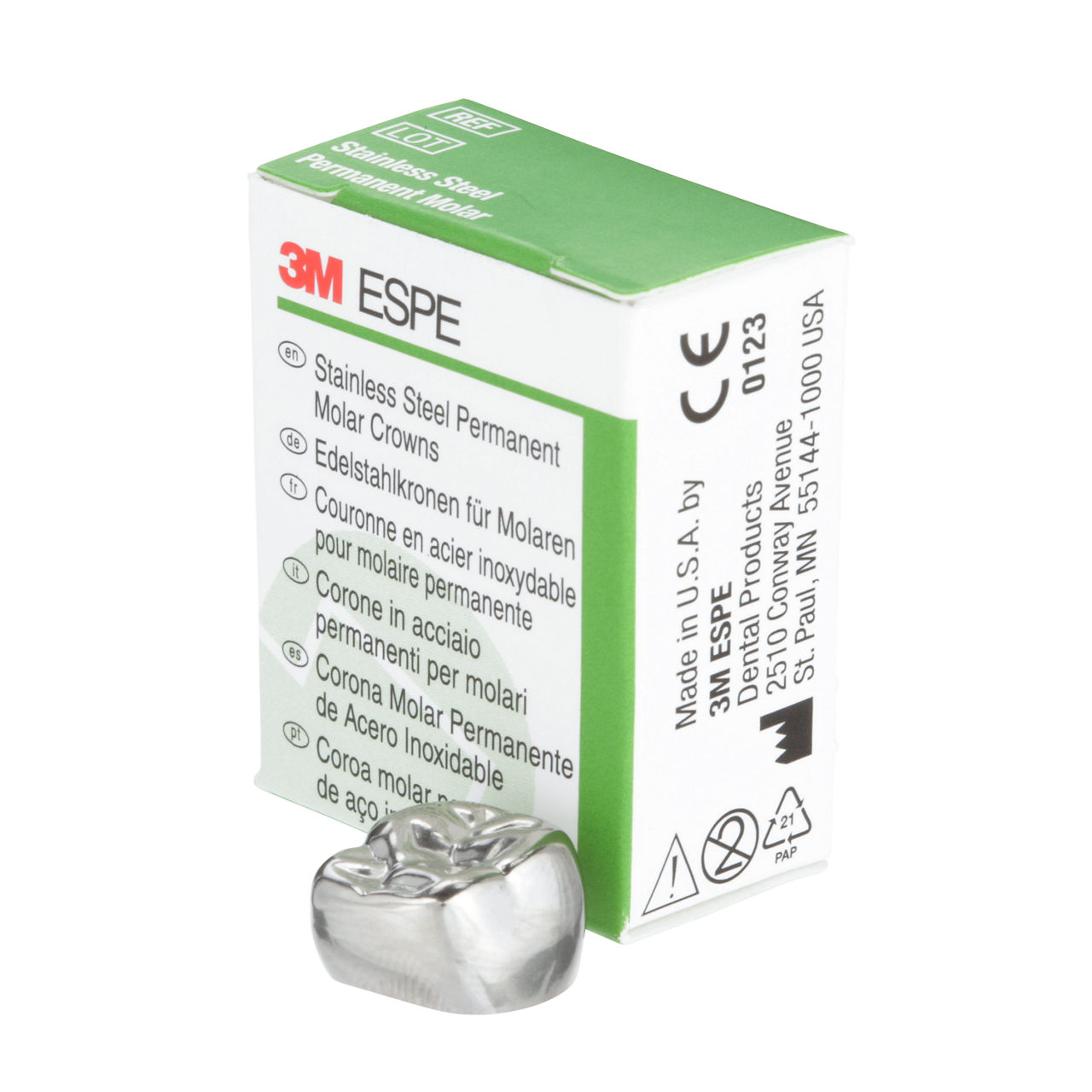 3M ESPE Stainless Steel First Permanent Molar Replacement Crown, 6-UR-6, upper right