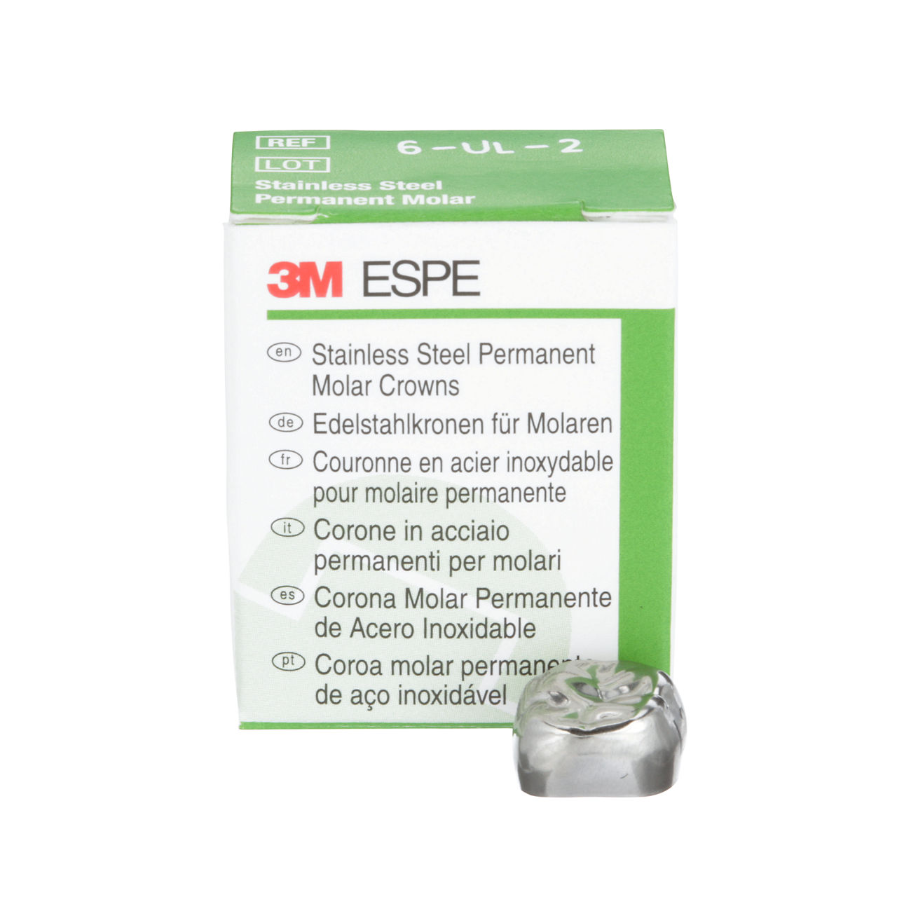 3M™ Roestvrijstalen Noodkronen voor primaire molaren, Maat 6-UL-2