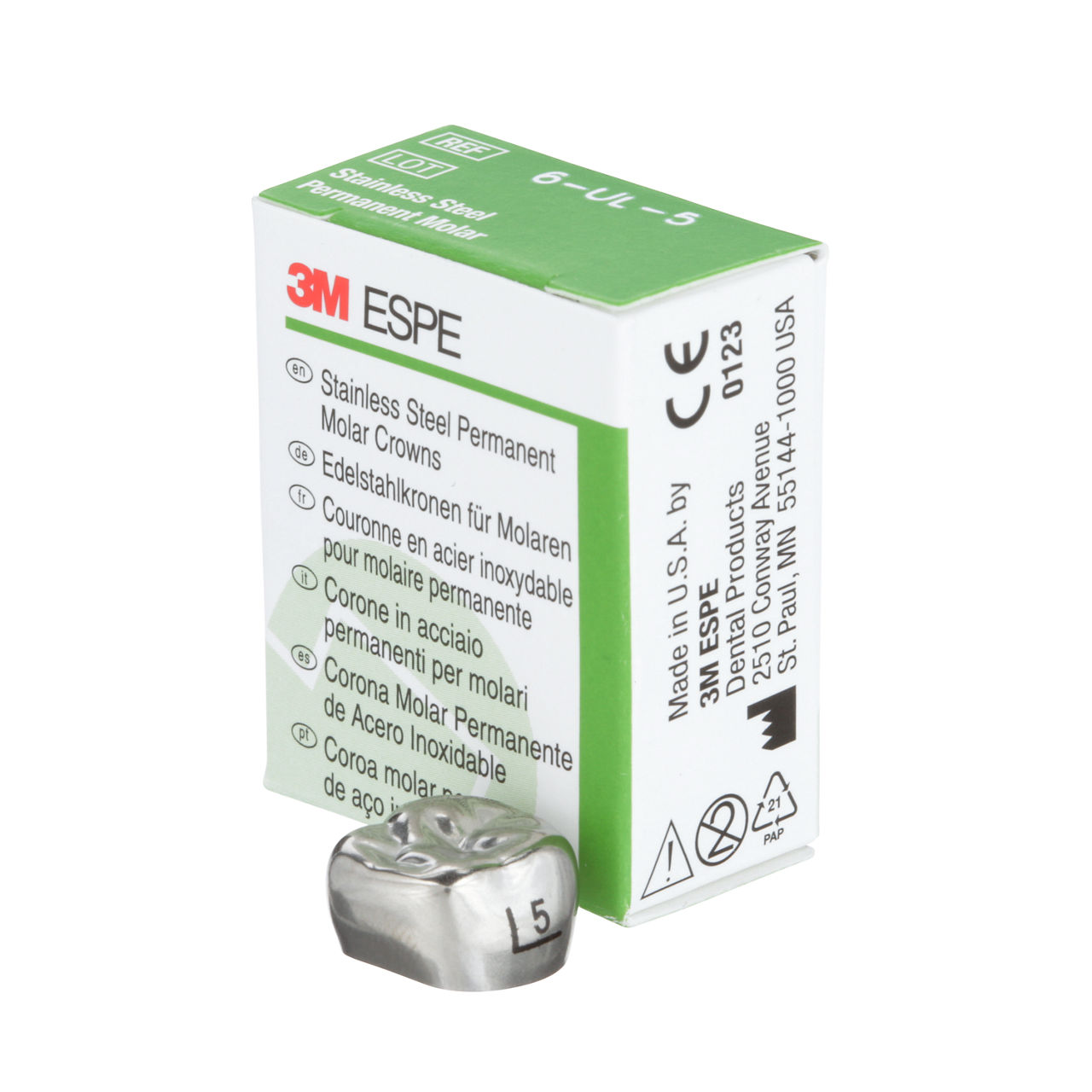 6-UL-5 SS 1ST PERM MOLAR CROWN 5/PAC