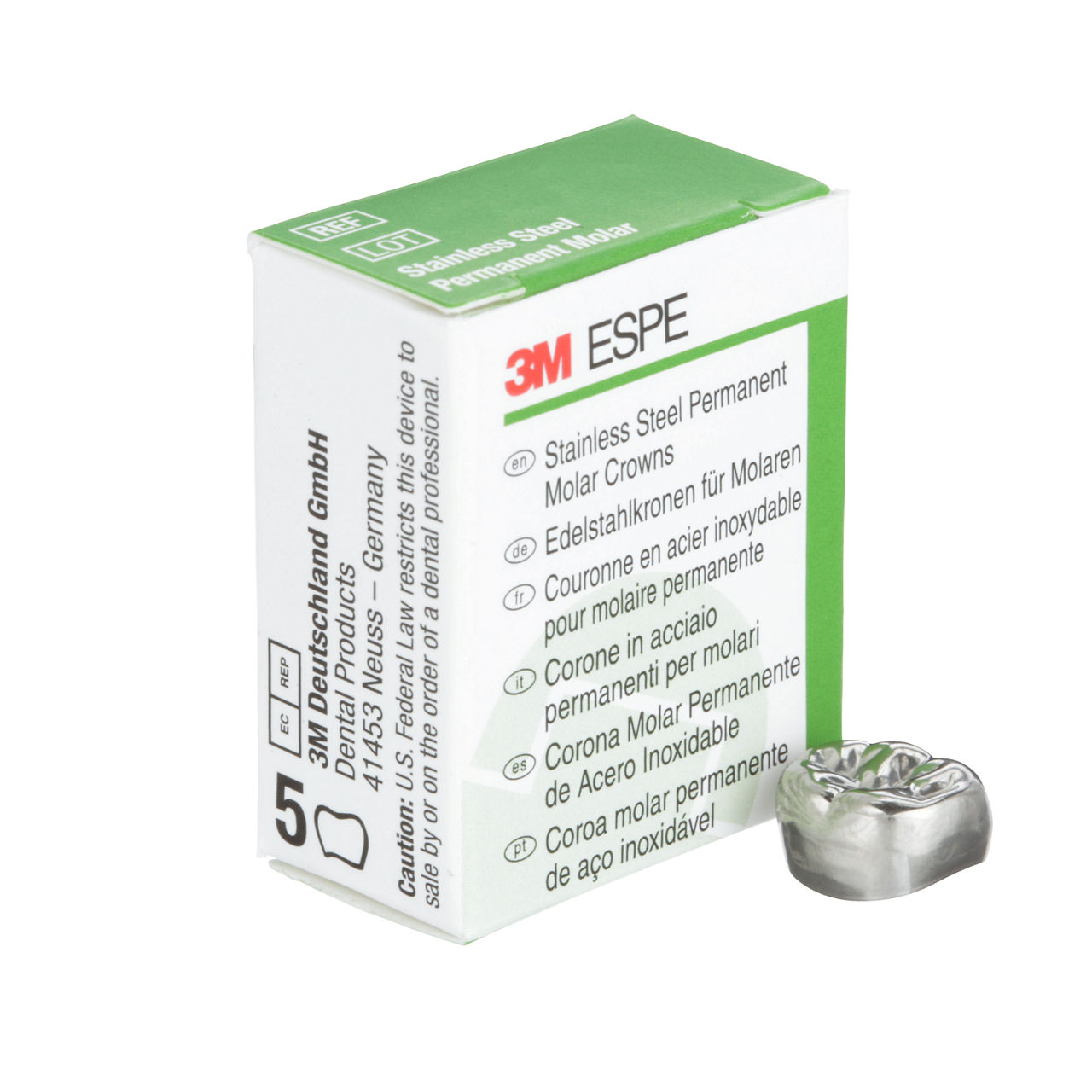 3M ESPE Stainless Steel First Permanent Molar Replacement Crown, 6-LR-2, lower right