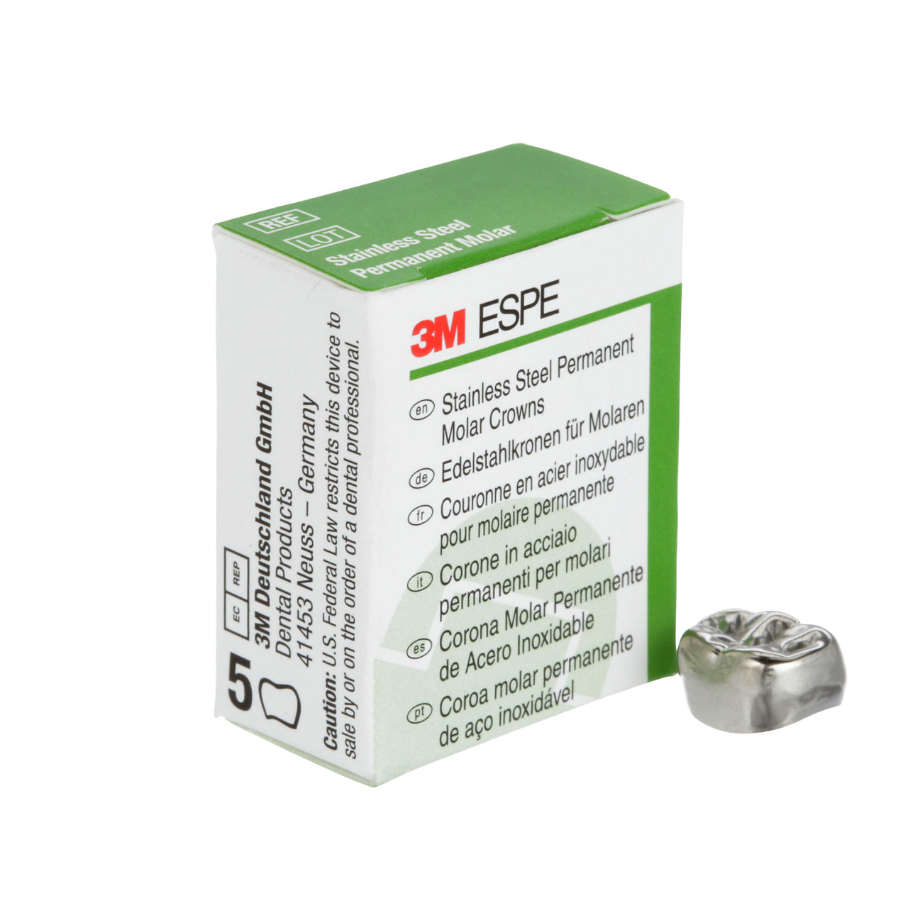 3M ESPE Stainless Steel First Permanent Molar Replacement Crown, 6-LR-3 lower right