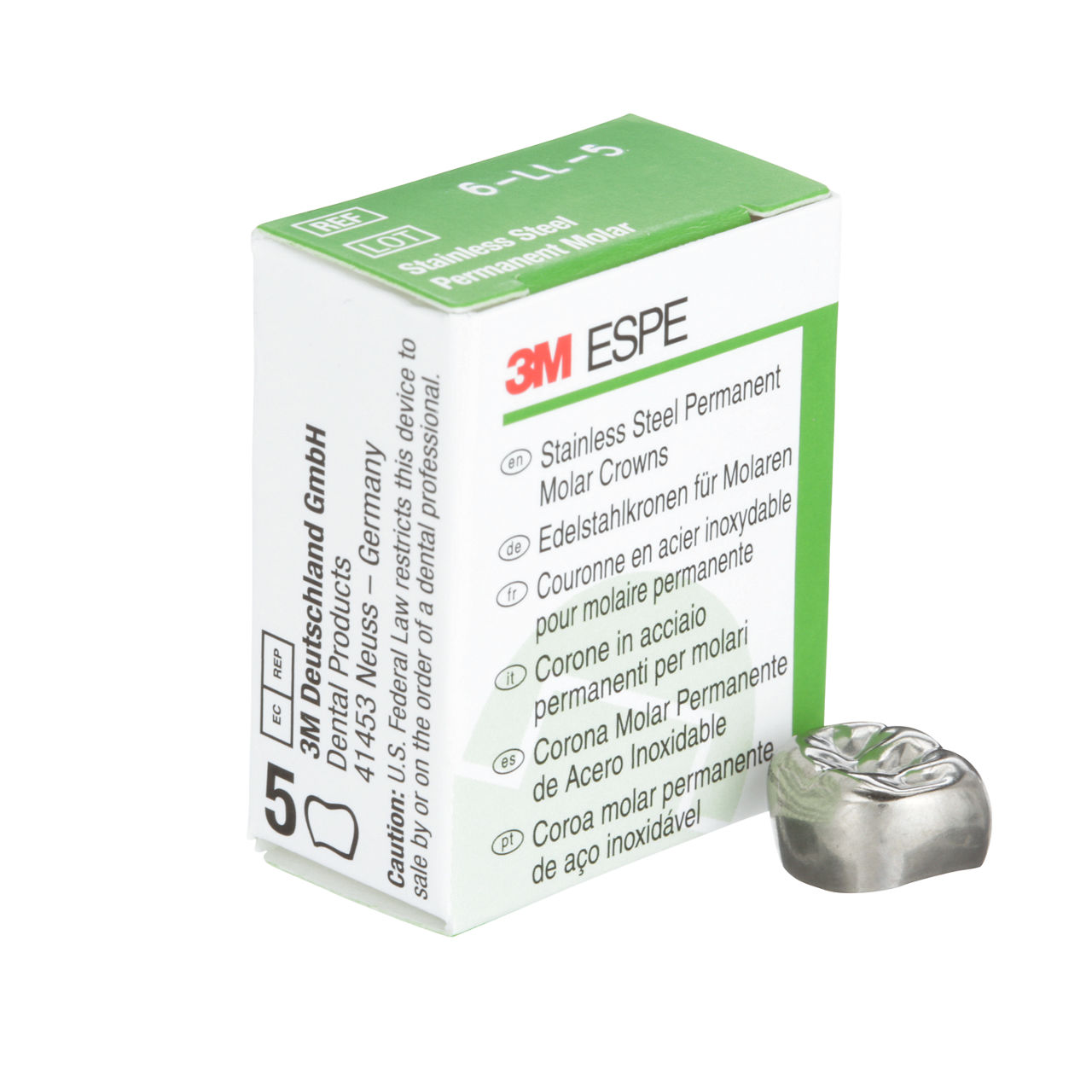 6-LL-5 SS 1ST PERM MOLAR CROWN 5/PAC