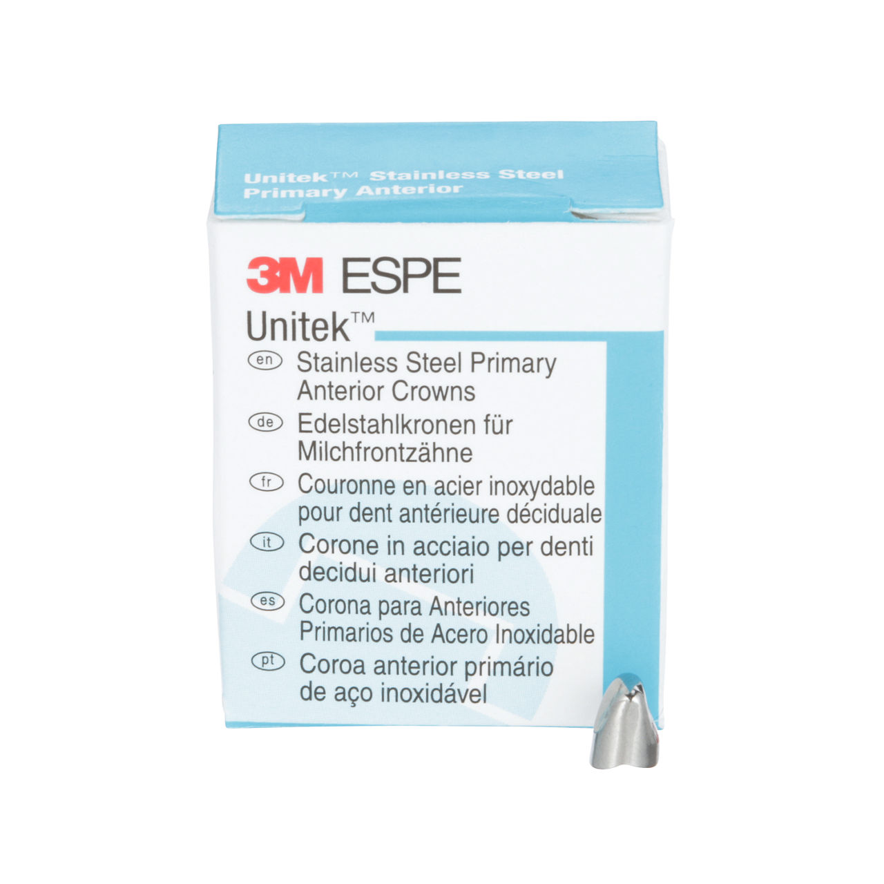 Coronas de Acero Inoxidable para Anteriores Primarios 3M™ Unitek™ 907033, Lateral Superior Derecho, Tamaño 3