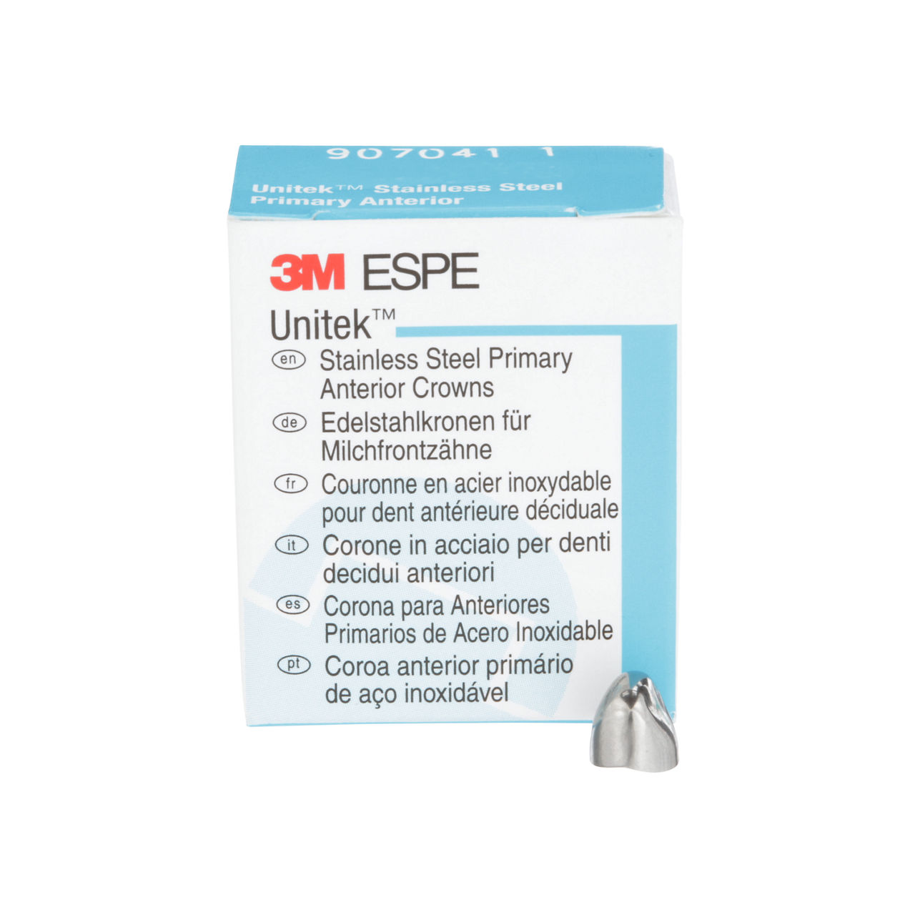 3M™ Unitek™ Stainless Steel Primary Anterior Crowns, 907041, UpperCuspid, Size 1, 5 Crowns