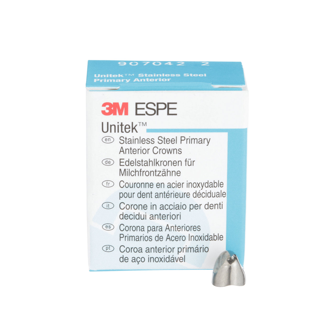 3M™ Unitek™ Stainless Steel Primary Anterior Crowns, 907042, UpperCuspid, Size 2, 5 Crowns