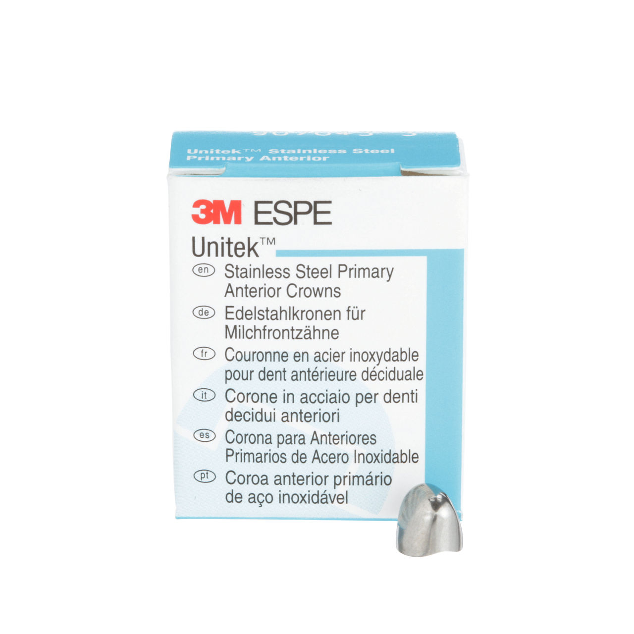 3M™ Unitek™ Stainless Steel Primary Anterior Crowns, 907043, UpperCuspid, Size 3, 5 Crowns