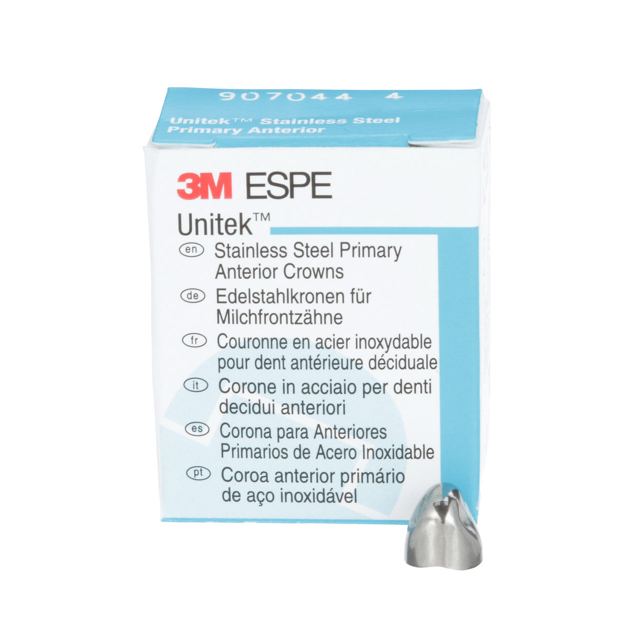 3M™ Unitek™ Stainless Steel Primary Anterior Crowns, 907044, UpperCuspid, Size 4, 5 Crowns