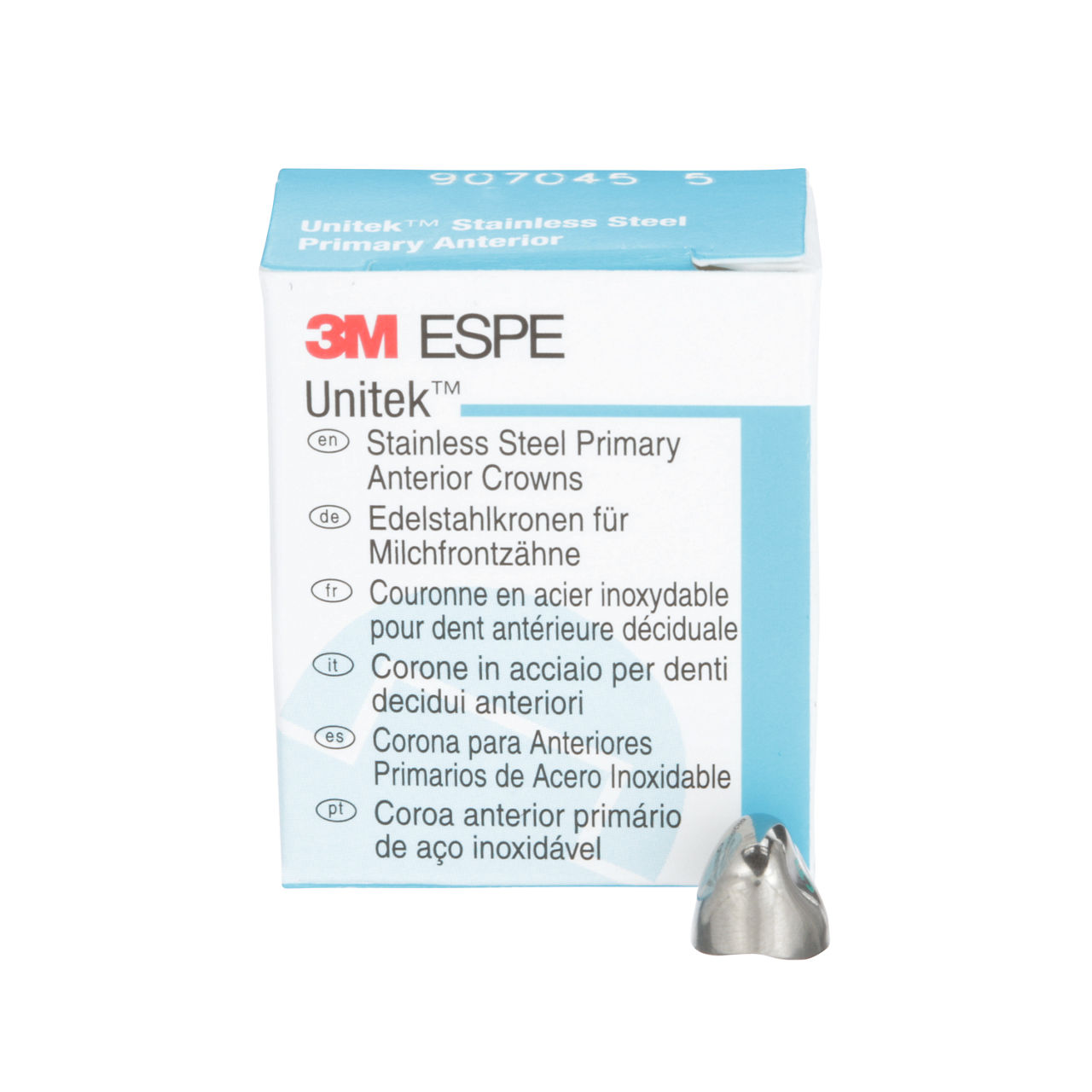 3M™ Unitek™ Stainless Steel Primary Anterior Crowns, 907045, UpperCuspid, Size 5, 5 Crowns