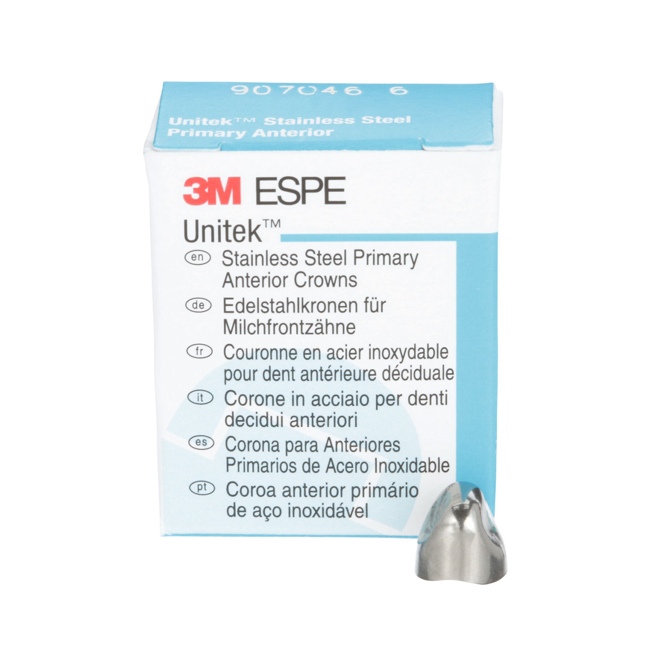 3M™ Unitek™ Stainless Steel Primary Anterior Crowns, 907046, UpperCuspid, Size 6, 5 Crowns