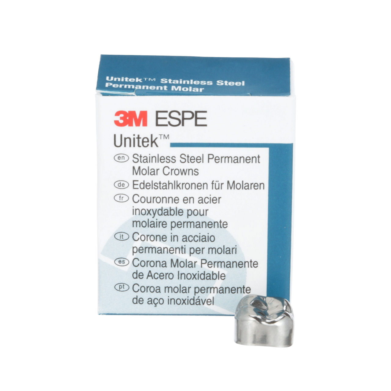 3M™ Unitek™ Stainless Steel Permanent Molar Crowns, 900441, Lower RightSecond Permanent Molar, Size 1, 5 Crowns