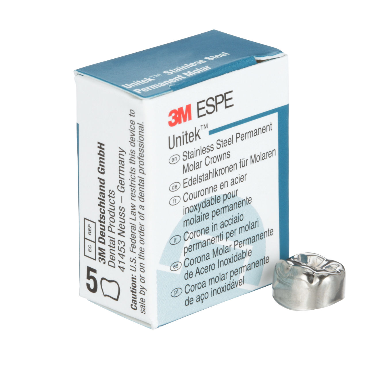 3M ESPE Unitek Stainless Steel First Permanent Molar Crown, 900343, lower right, size 3