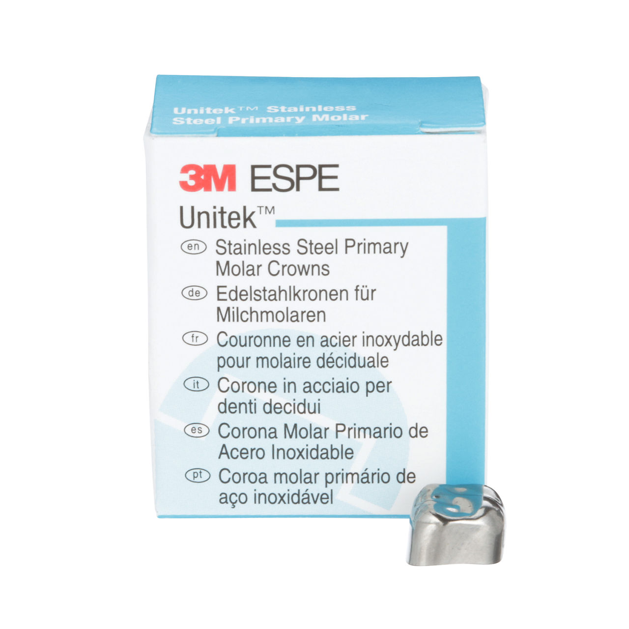 3M™ Unitek™ Stainless Steel Primary Molar Crowns, 900221, Upper RightSecond Primary Molar, Size 1, 5 Crowns