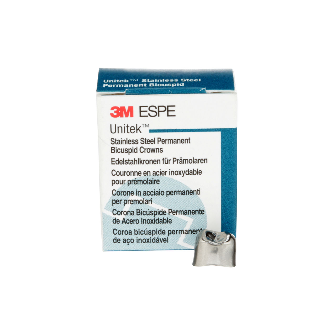 3M™ Unitek™ Stainless Steel Permanent Bicuspid Crowns, 900522, UpperRight First Bicuspid, Size 2, 5 Crowns