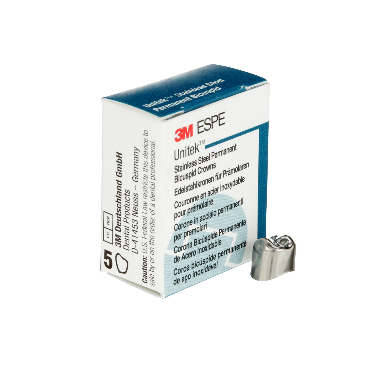 3M ESPE Unitek Stainless Steel Permanent First Bicuspid Crown, 900522, upper right, size 2