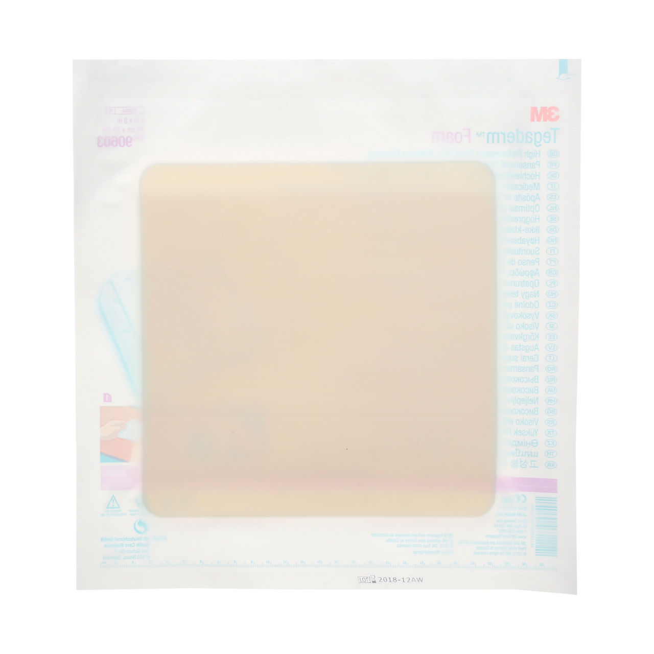 3M™ Tegaderm™ Foam Dressing, 90603, non-adhesive