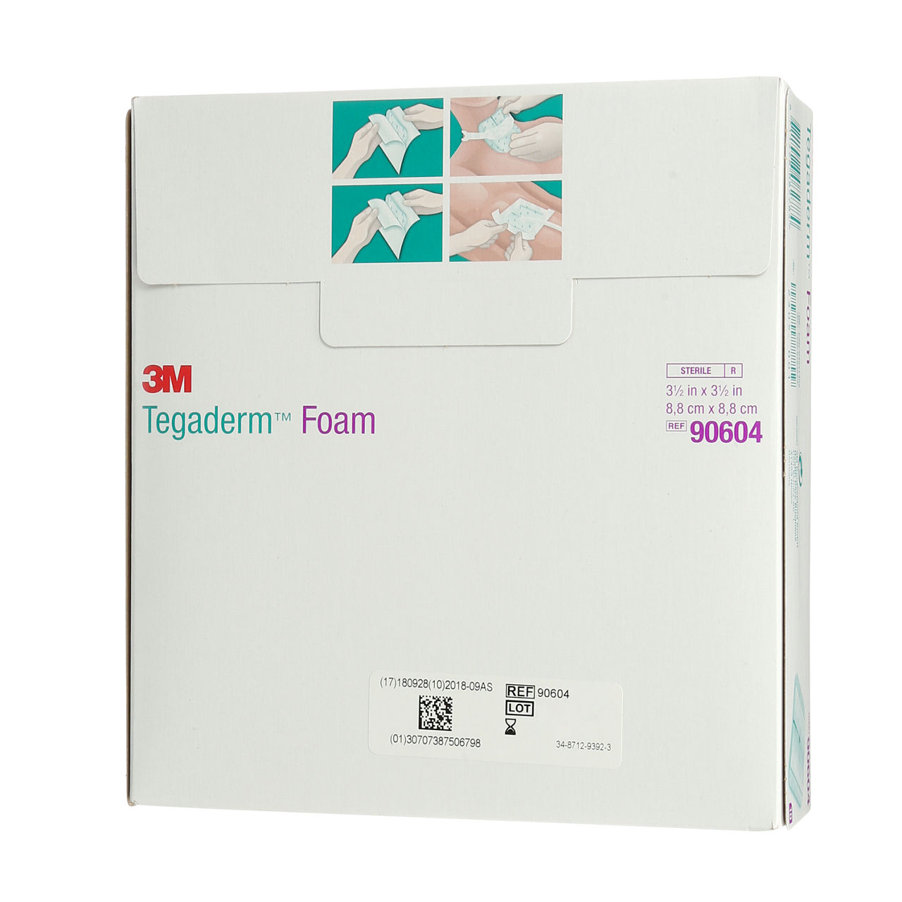 3M™ Tegaderm™ Foam Dressing, 90604, non-adhesive, fenestrated