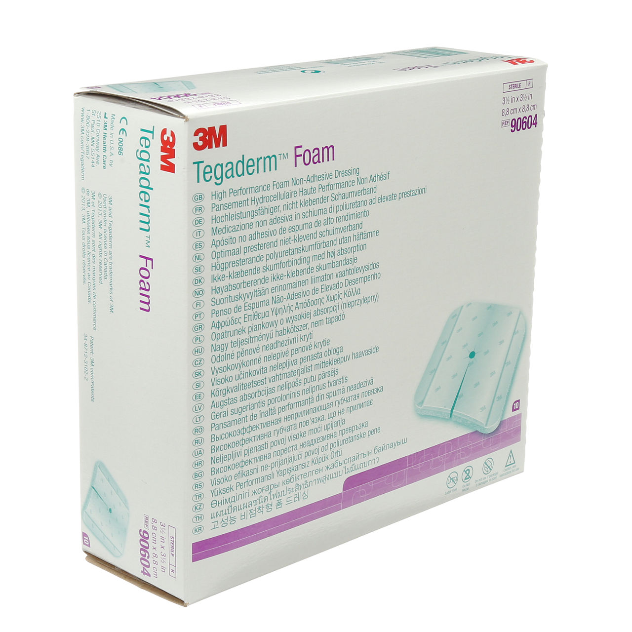 3M™ Tegaderm™ Foam Dressing, 90604, non-adhesive, fenestrated