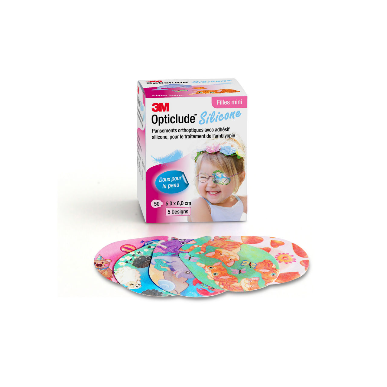 3M™ Opticlude™ Silicone Augenpflaster 2737 PG, Mini, Mädchen, 5 cm × 6 cm, 50/Box