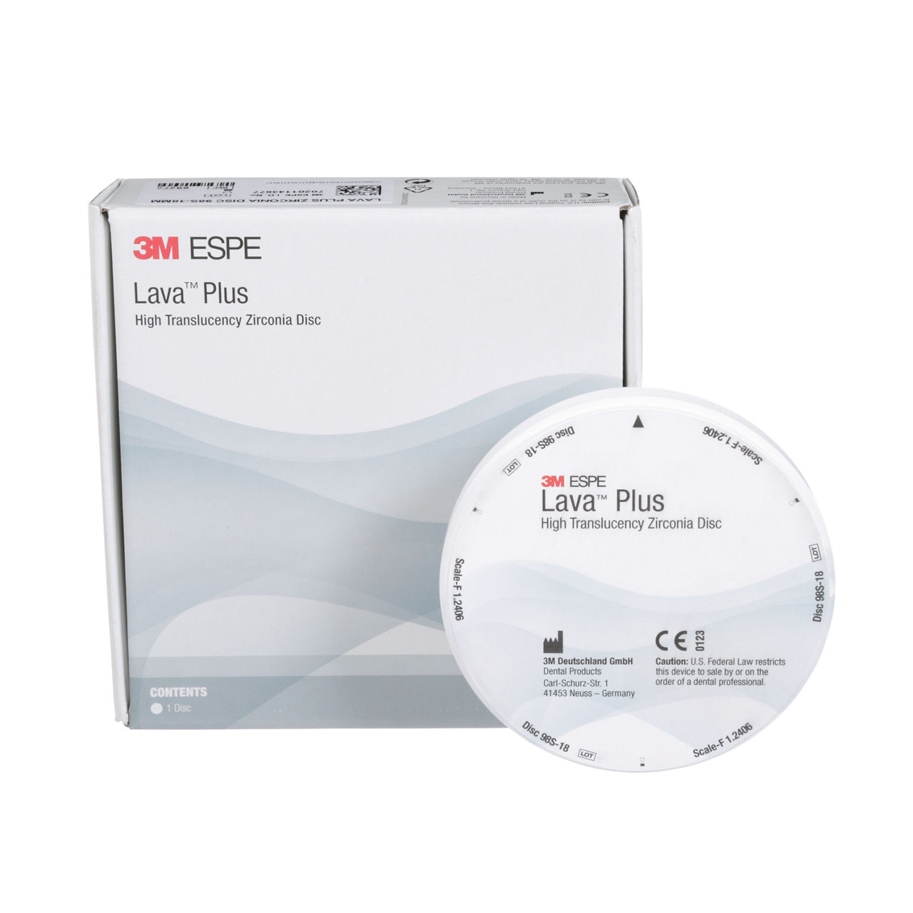 3M™ Lava™ Plus High Translucency Zirconia Disc, 69393, 98S x 18 mm