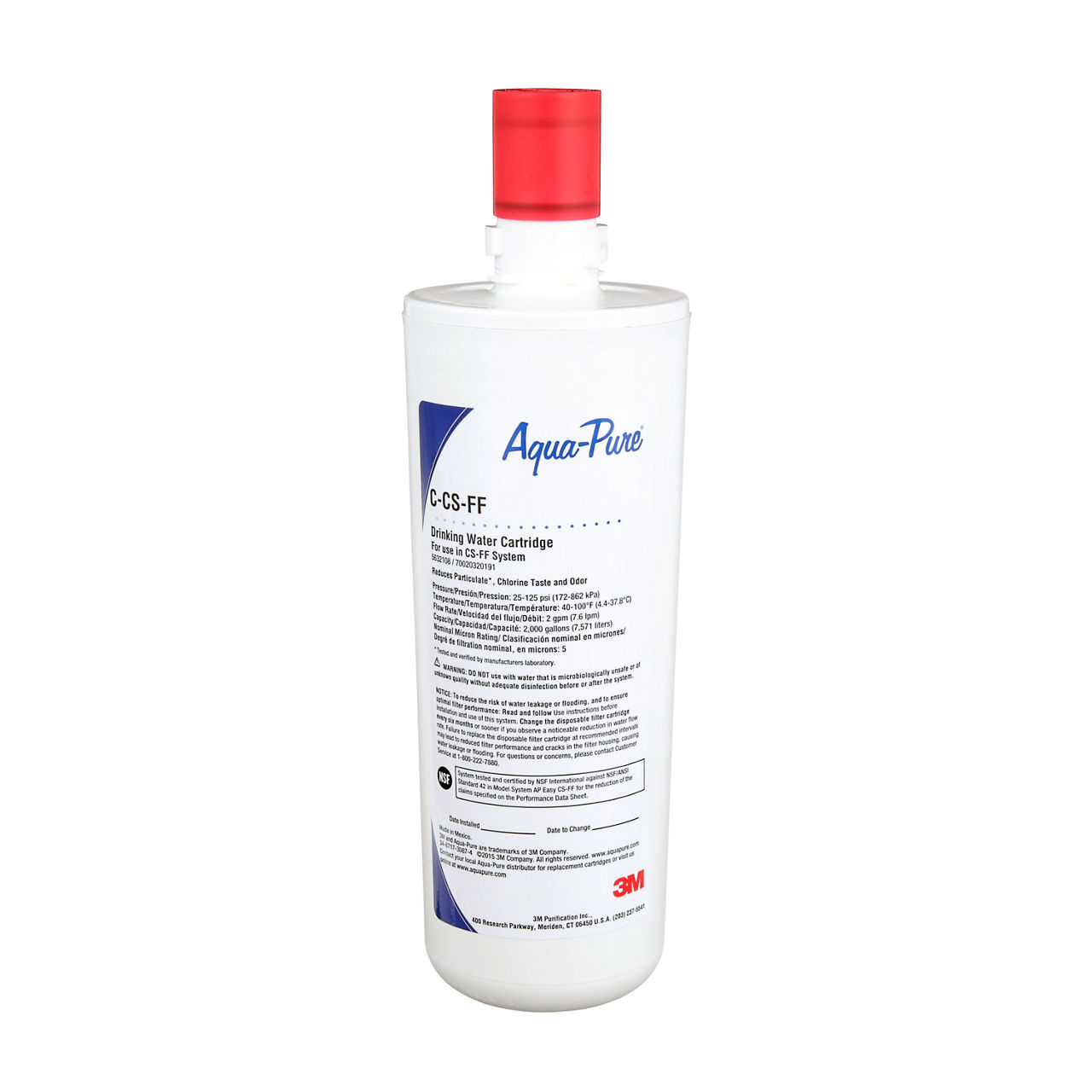 3M™ Aqua-Pure™ Under Sink Water Filter Cartridge AP Easy C-CS-FF,5632108, Full Flow, 5 um, 4/Case