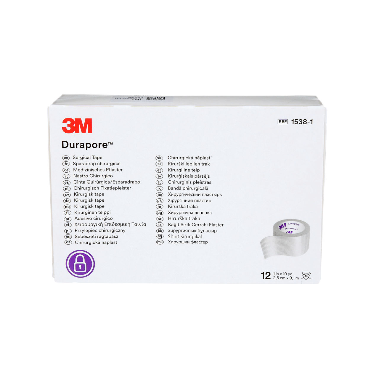 3M™ Durapore™ Surgical Tape 1538-1, 1 inch x 10 yard (2,5cm x 9,1m)