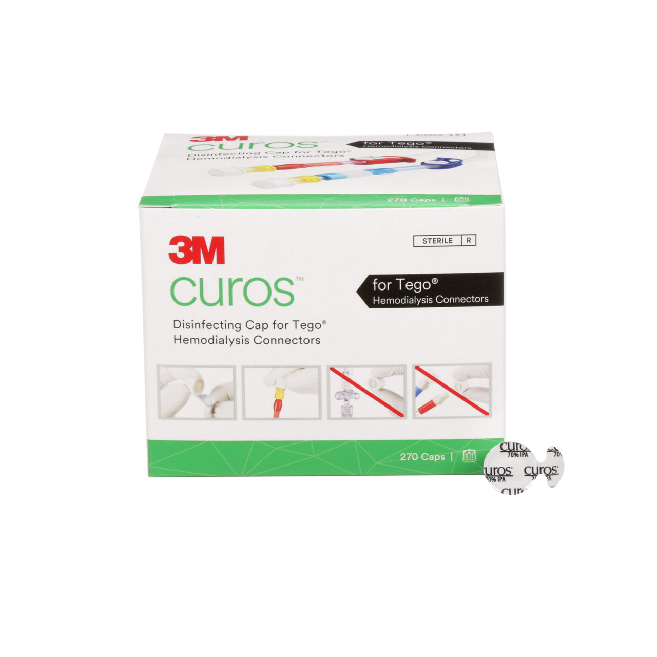 3M™ Curos™ Desinfectiedop voor Tego® Hemodialyseconnectoren, CTG1-270R, 270 doppen/doos, 8 dozen/overdoos