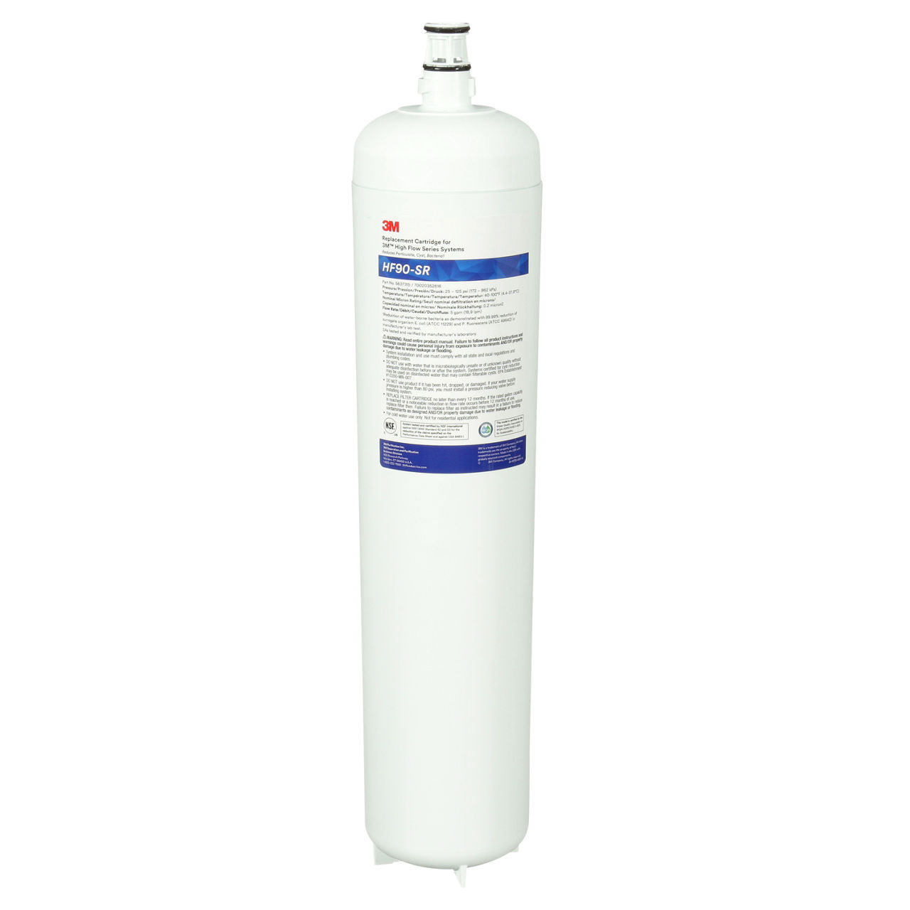 3M™ High Flow Carbonless Series Water Filter Cartridge HF90-SR, 5637315,0.2 um Nominal, 5 gpm, 1/Case