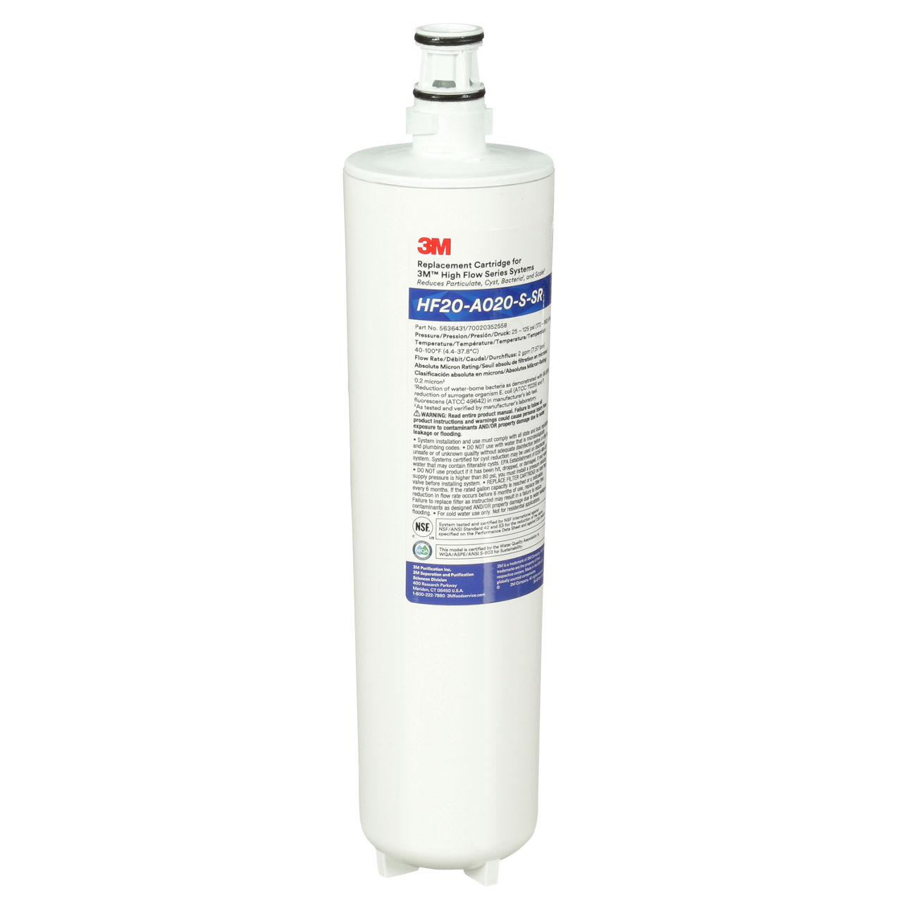 3M(TM) High Flow Carbonless Absolute Series Water Filter Cartridge, 0.2 um Absolute, 2 gpm