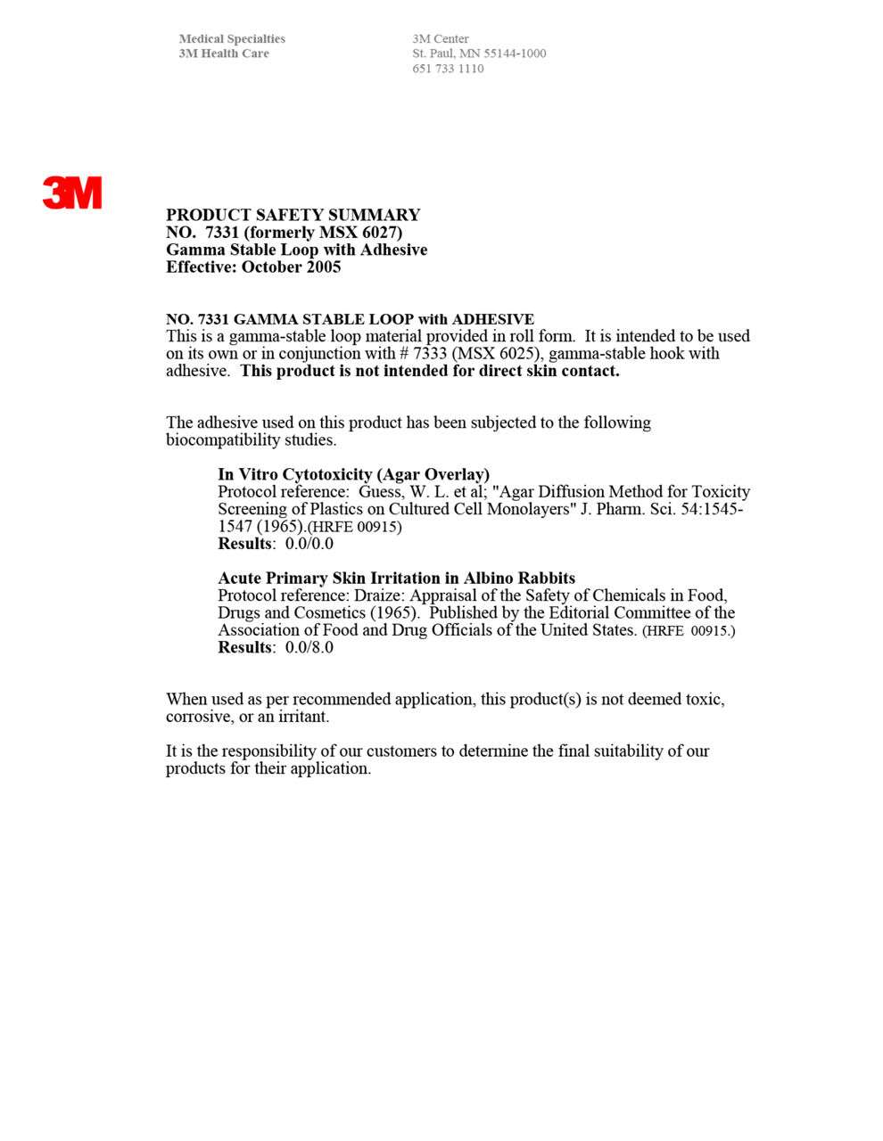 Med Spec Tape Clinical Summary