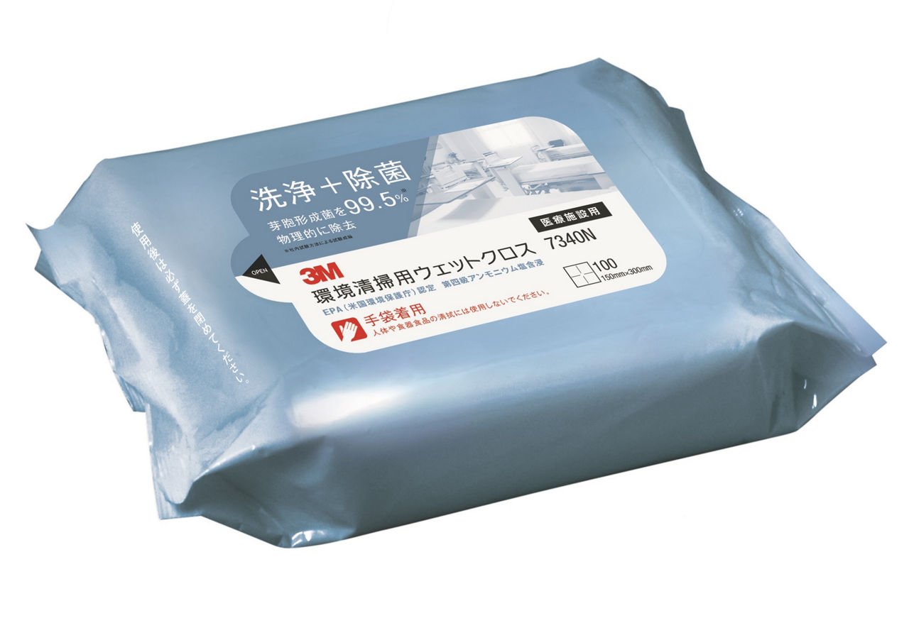 3M™ 環境清掃用ウエットクロス, 7340N, 100枚入り, 150 mm x 300 mm, 12個/箱