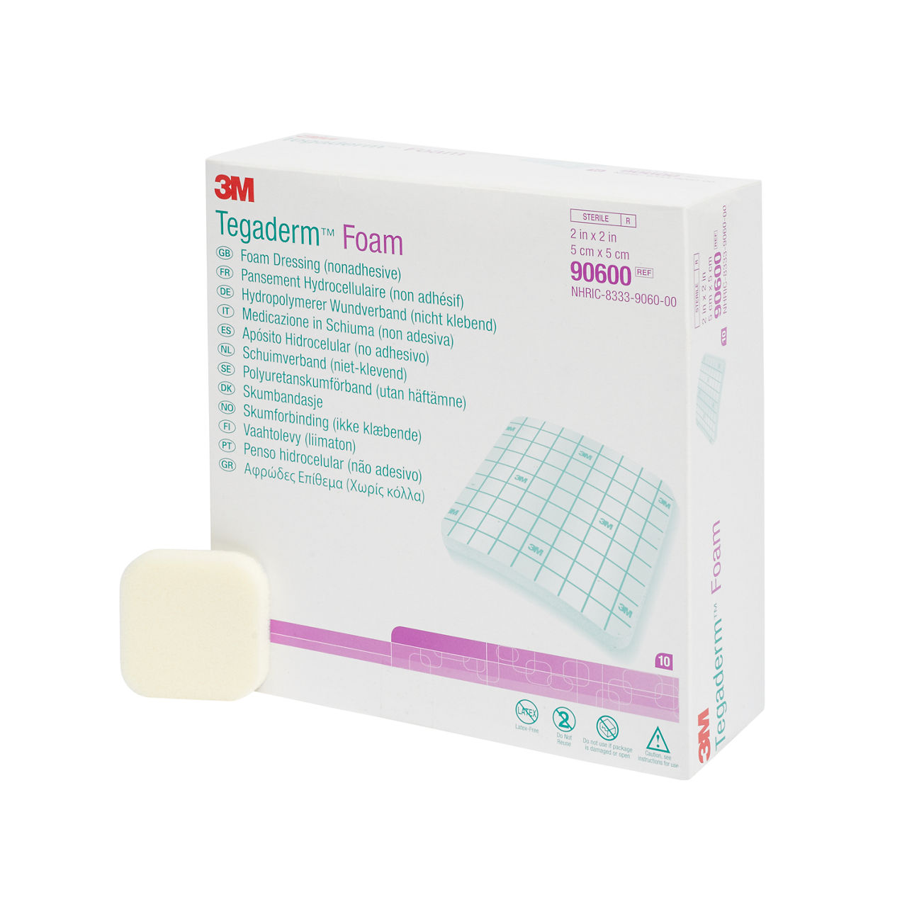 3M™ Tegaderm™ High Performance Foam Non-Adhesive Dressing, 90600, 2 in x 2 in (5 cm x 5 cm), 10/ct 4ct/Case