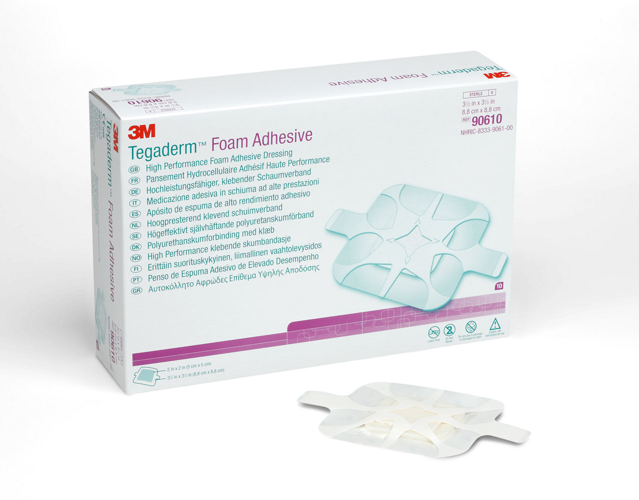 3M™ Tegaderm™ Foam Adhesive Dressing 90610, 10 Dressings/Carton, 4Carton/Case