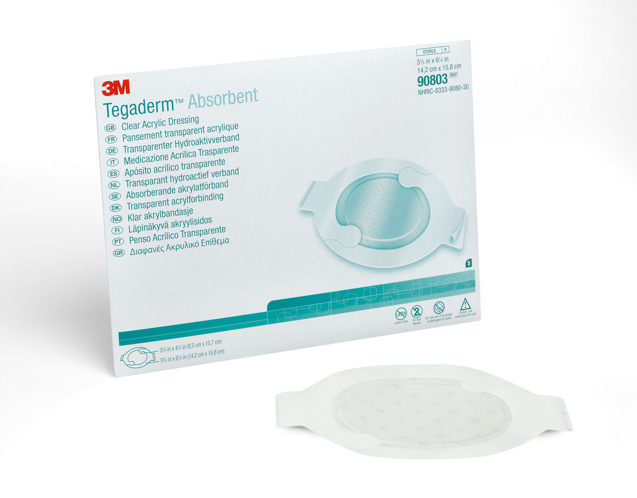 3M™ Tegaderm™ Absorbent Clear Acrylic Dressing, 90803, Oval, 5-5/8 in x 6-1/4 in (14.2 cm x 15.8 cm), 10/ct 4ct/Case