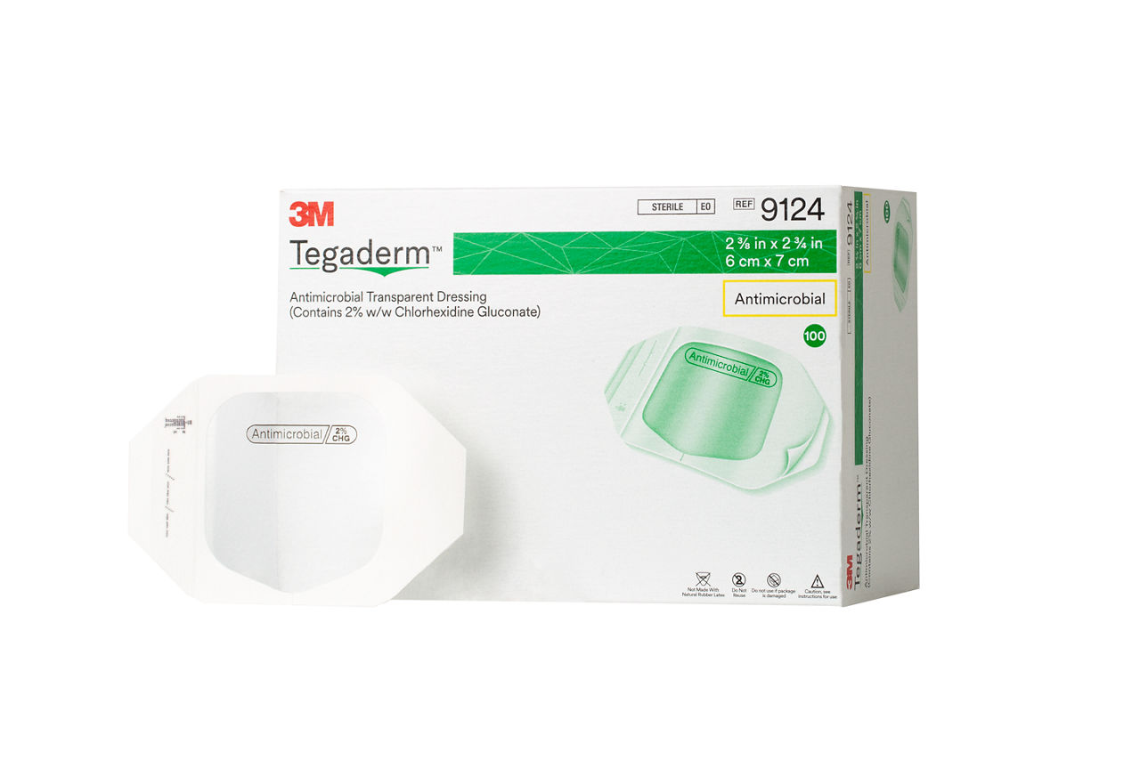 3M™ Tegaderm™ Antimicrobial Transparent Dressing, 9124NS, 2 3/8 in x 2 3/4 in, Bulk, 800/CS