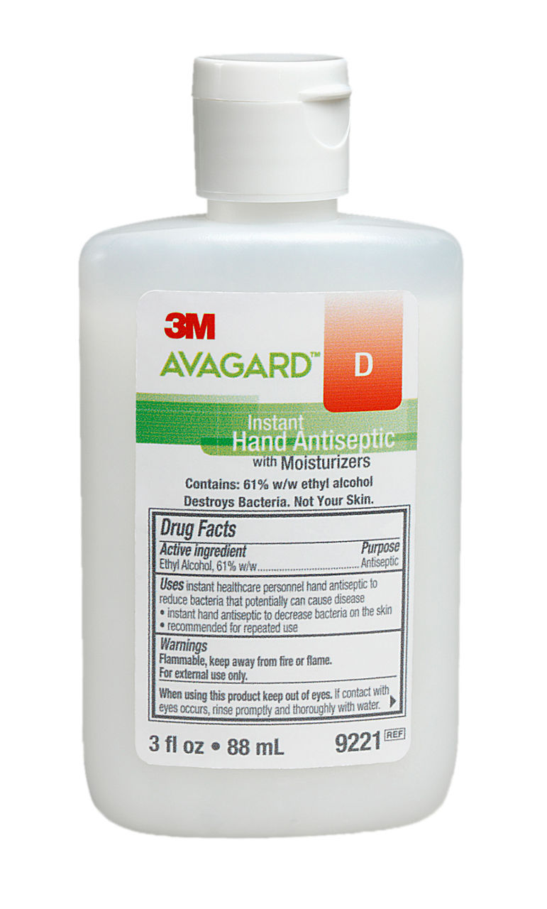 3M™ Avagard™ D Instant Hand Antiseptic with Moisturizers (61% w/w ethylalcohol) 9221, 3 oz, 48/Case