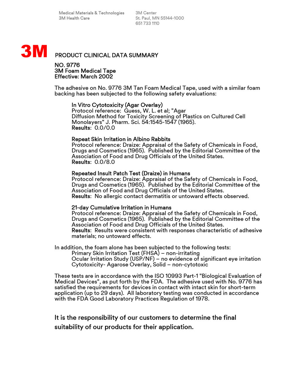 Med Spec Tape Clinical Summary