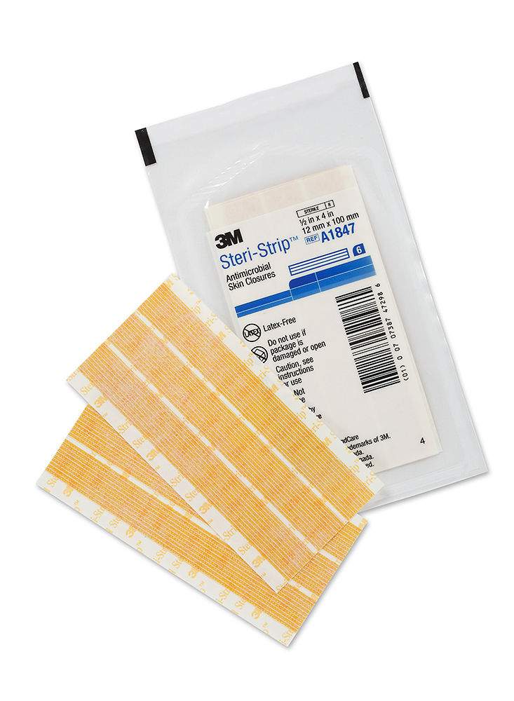 3M™ Steri-Strip™ Antimicrobial Skin Closures A1847, 1/2 inch x 4 inches(12mm x 100mm), 6 Strips/Envelope 50/Carton 4 Cartons/Case