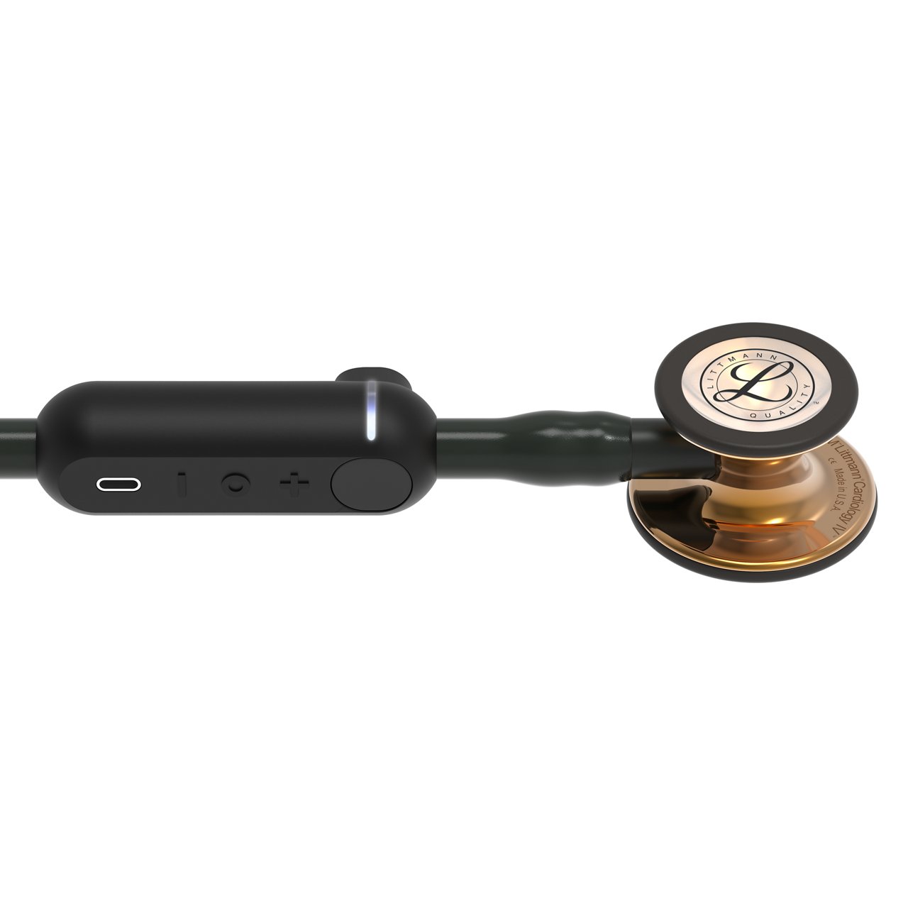 3M™ Littmann® CORE Digital Stethoscope, High Polish Copper Finish Chestpiece, Black Tube, Black Stem and Black Headset, 8870, 8870-04 SIDE HIGH, 0.1x