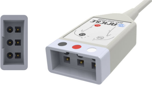 ECG Monitoring Cable, 3-Lead, AAMI 6-pin, Zoll, Datascope, to Philips Twin Pin Yoke, With Yokemate LWS®, 1 EA, AA3C56