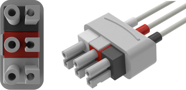 ECG Reusable Leadwire, 3-Lead, Philips Twin Pin, Snap, 51", 1 EA,AA51102