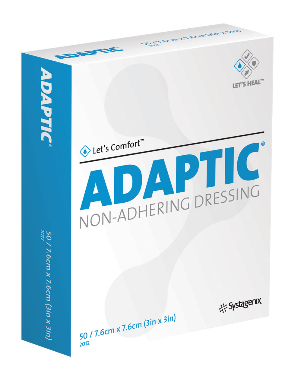 3M™ Adaptic™ Non-Adhering Dressing, 2012, 7.6 cm x 7.6 cm (3 in x 3 in), 50/Ct, 12 Cts/Cs