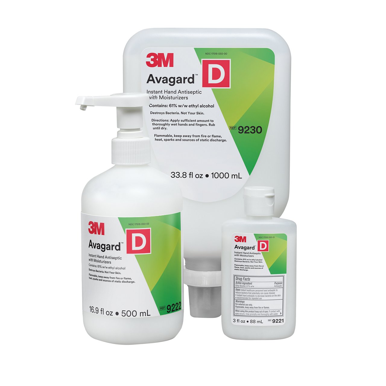 3M™ Avagard™ D Instant Hand Antiseptic with Moisturizers 9221, 9222, and 9230
