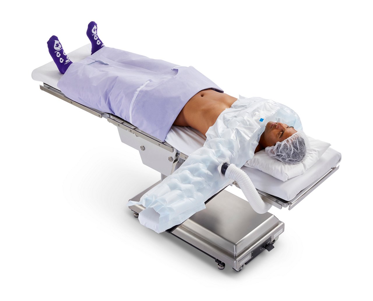 Robe chauffante universelle 3M™ Bair Hugger, en décubitus dorsal™, bras gauche vers l’extérieur, accès abdominal. Fichier JPG